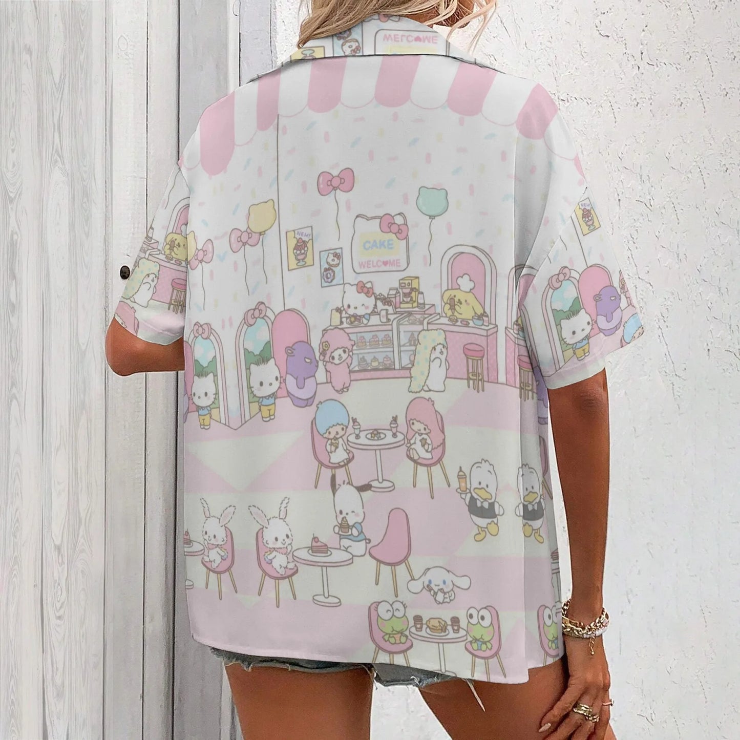 Hello Kitty T Shirt Fan Club T-shirts for Women Woman Clothing Short Sleeve Korean Reviews Many Girls Clothes Top Y2k T-shirt R